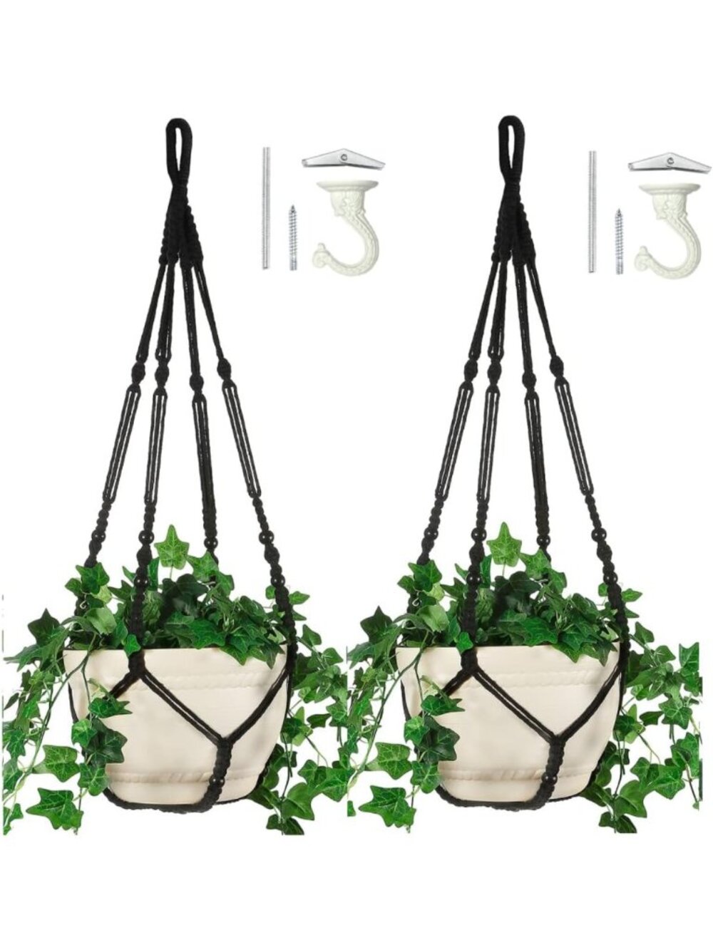 2 Pack Extra Long Macrame Plant Hangers for 12” Pots | Large Indoor Hanging